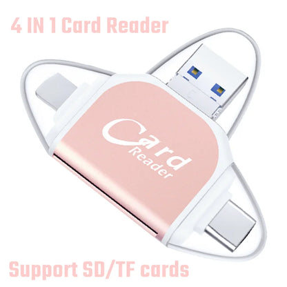 4 in 1 Card Reader for SD Card ,TF card Plug and Play for iPhone and Samsung XiaoMi Phones TF Camera SD Card Reader