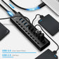 RSHTECH USB3.0 Hub Aluminum 10/13/16 Port Expander USB Powered Data Hub Splitter Individual On/Off Switches for Laptop Macbook