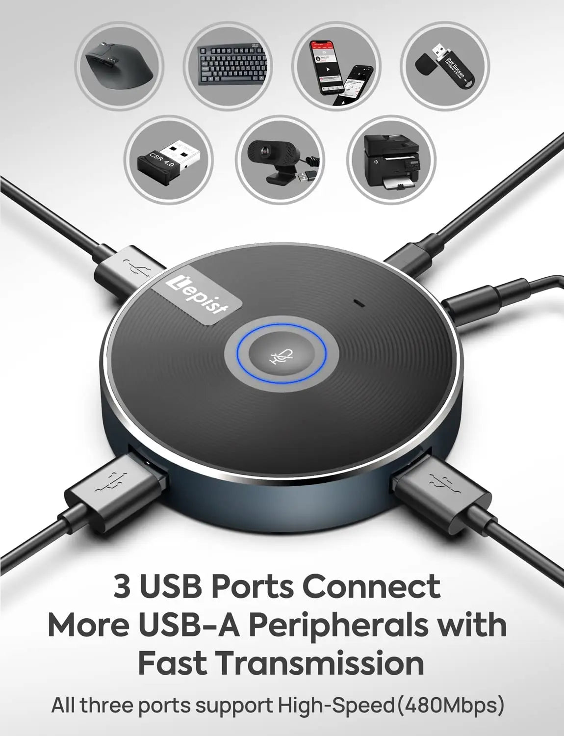 JOUNIVO Conference Microphone with 5-in-1 Usb Adapter - ElectronAge