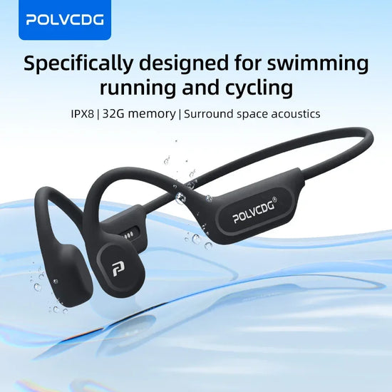 POLVCDG X9 Bone Conduction Earphones 32G IPX8 Waterproof Open Design for Swimming Running Cycling Hanging Earphones - ElectronAge