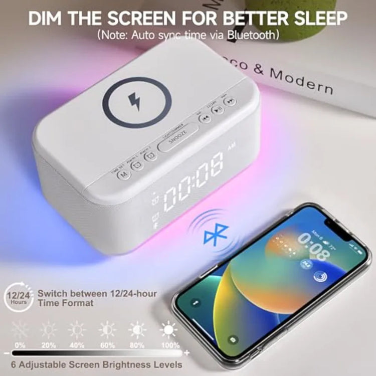 Alarm Clock Speaker Wireless Charger Digital - ElectronAge