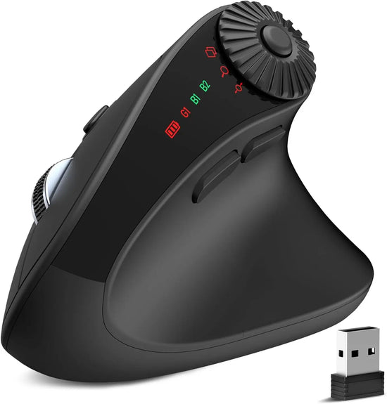 Ergonomic Wireless Mouse with Side Scroll Wheel - ElectronAge