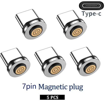 5PCS 7PIN Magnetic Cable Plug Round Fast Charging Adapter Tips for IPhone Samsung Huawei Xiaomi Red Mi OPPO Magnet Charger 2028