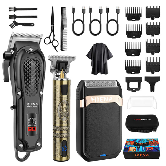 Professional Hair Clippers for Men Cordless Hair Clipper for Hair Cutting Kit 3-in-1 LED Haircut Set with Foil Shaver USB Barber