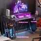 40 Inch Gaming Desk with Power Outlet & LED Lights, L Shaped Computer Gaming Table with 3 Tiers Storage Shelves,, Customized