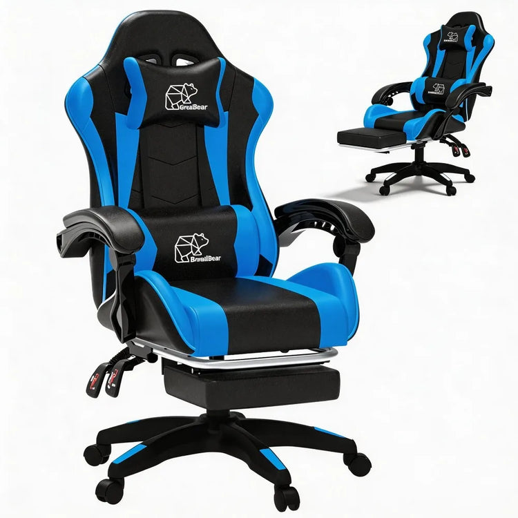 Ergonomic Gaming Chair, Leather Office Chairs with Foot Rest - ElectronAge