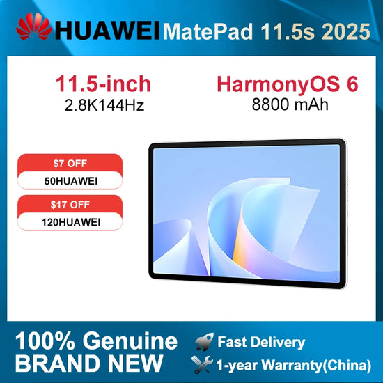 2025 HUAWEI MatePad 11.5S Tablet 2.8K 144Hz 11.5-inch 8GB/12GB 256GB/512GB HarmonyOS 6