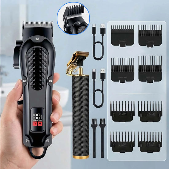 Professional Cordless Hair Clipper Set for Barbers T-Blade Shaver Men&