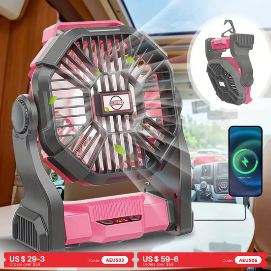 Three-In-One Electric Camping Style Fan with Led Lantern