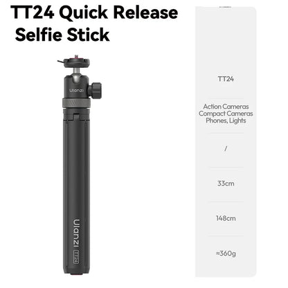 Ulanzi TT24 Selfie Stick 1.5M for Action Camera GoPro Hero 12 DJI Pocket 3  Compact Camera Cell Phone With Quick Release Plate