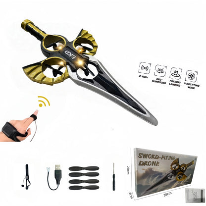 2.4G remote-controlled flying sword - 4-axis flying sword with light display, wristwatch control for special sword shape