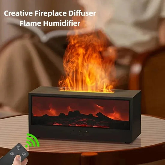 3D Flame Effect Essential Oil Diffuser Humidifier, Color Ambient Lighting & Remote, Perfect Holiday Gift for Home Decor