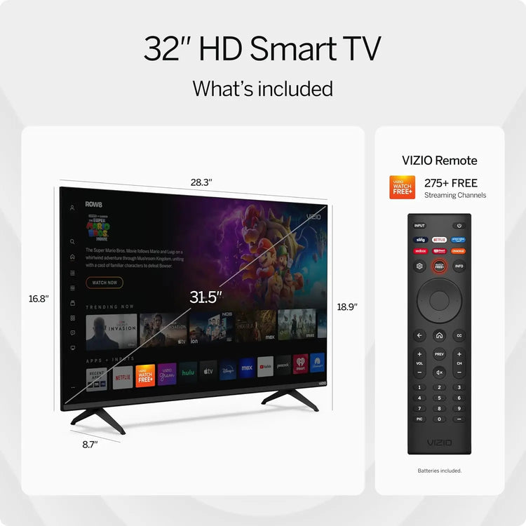 32-Inch HD 720p Smart LED TV with WiFi, Renewed for Quality - ElectronAge