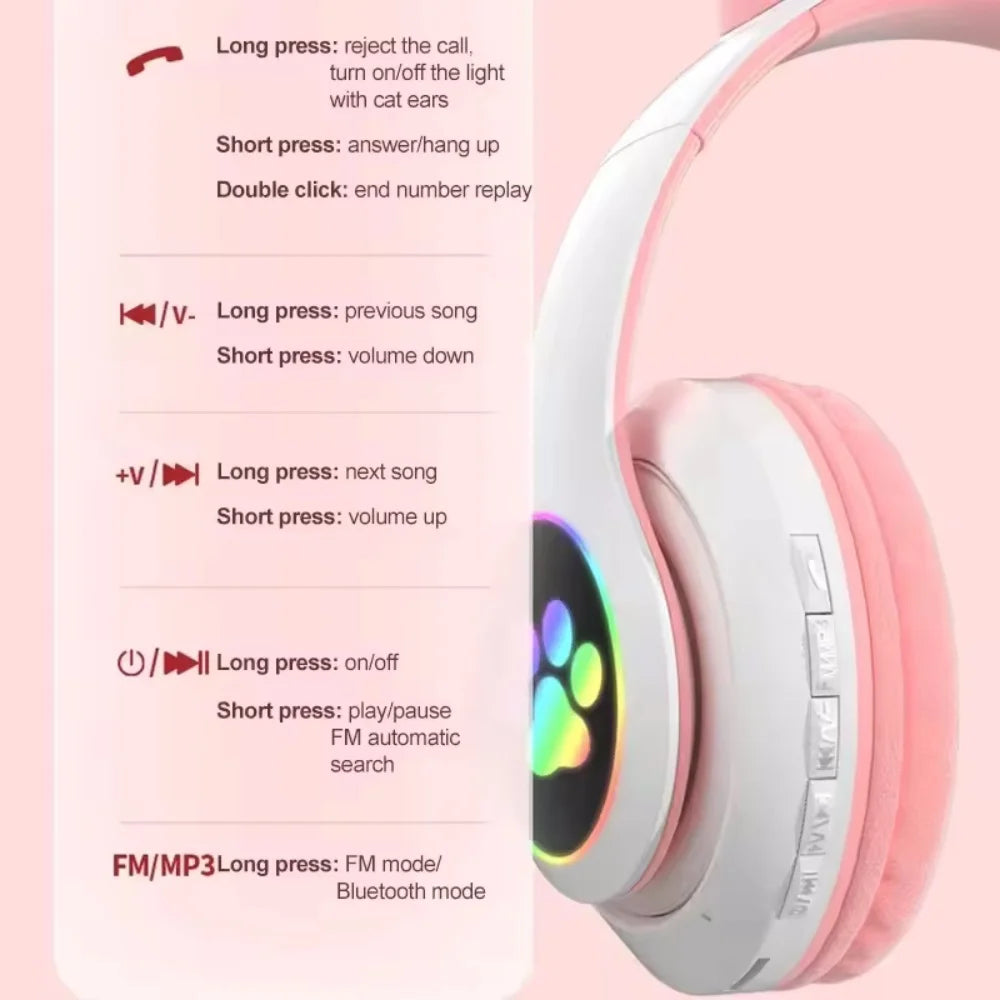 yggcoo Flash Lamp Cute Cat Ears Headphone - ElectronAge