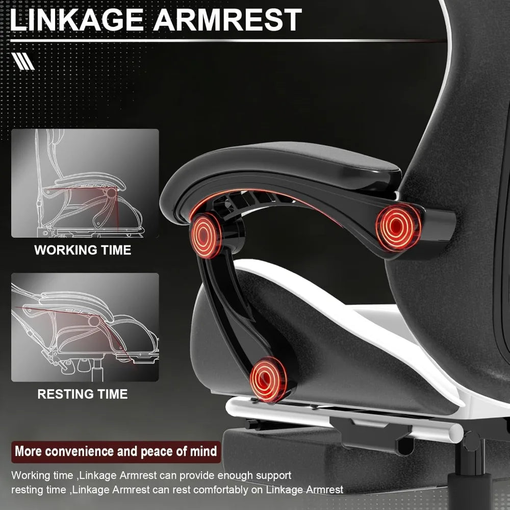 Ergonomic Gaming Chair, Leather Office Chairs with Foot Rest - ElectronAge
