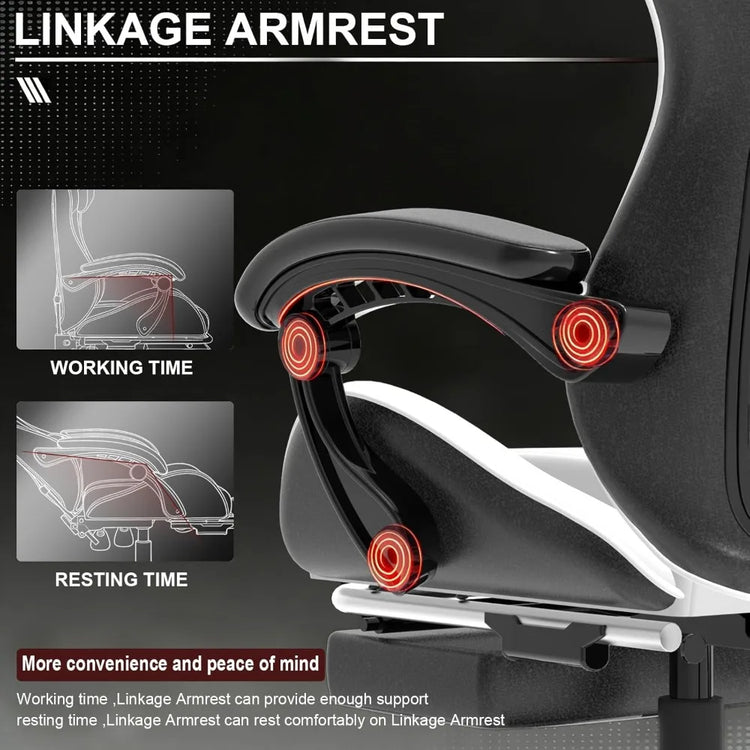 Ergonomic Gaming Chair, Leather Office Chairs with Foot Rest - ElectronAge