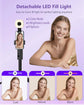 Auto Face Tracking Tripod with Light, 360 Rotation Phone Stand & Remote for Android Selfie Stick, Vlog Black