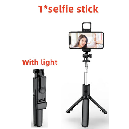 Roreta Portable Tripod Bluetooth Selfie Stick Retractable Multifunctional Phone Holde With Selfie light Wireless Remote