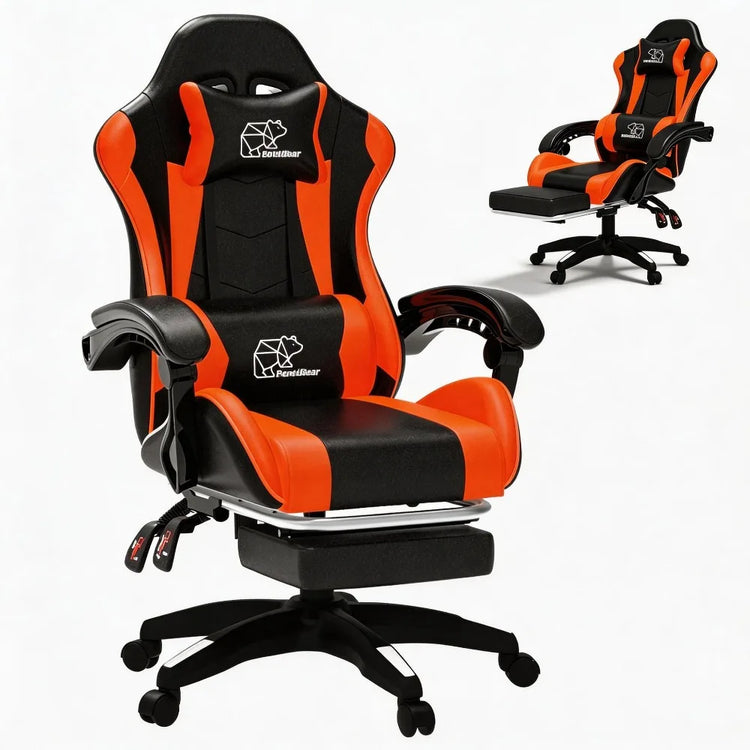 Ergonomic Gaming Chair, Leather Office Chairs with Foot Rest - ElectronAge