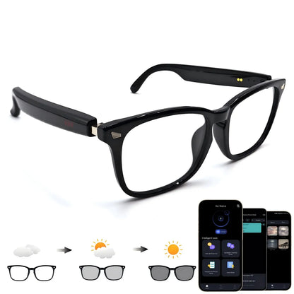 Smart glasses, app translation, color-changing lenses, high-definition voice calls, Hi-Fi music quality, open-ear audio glasses.