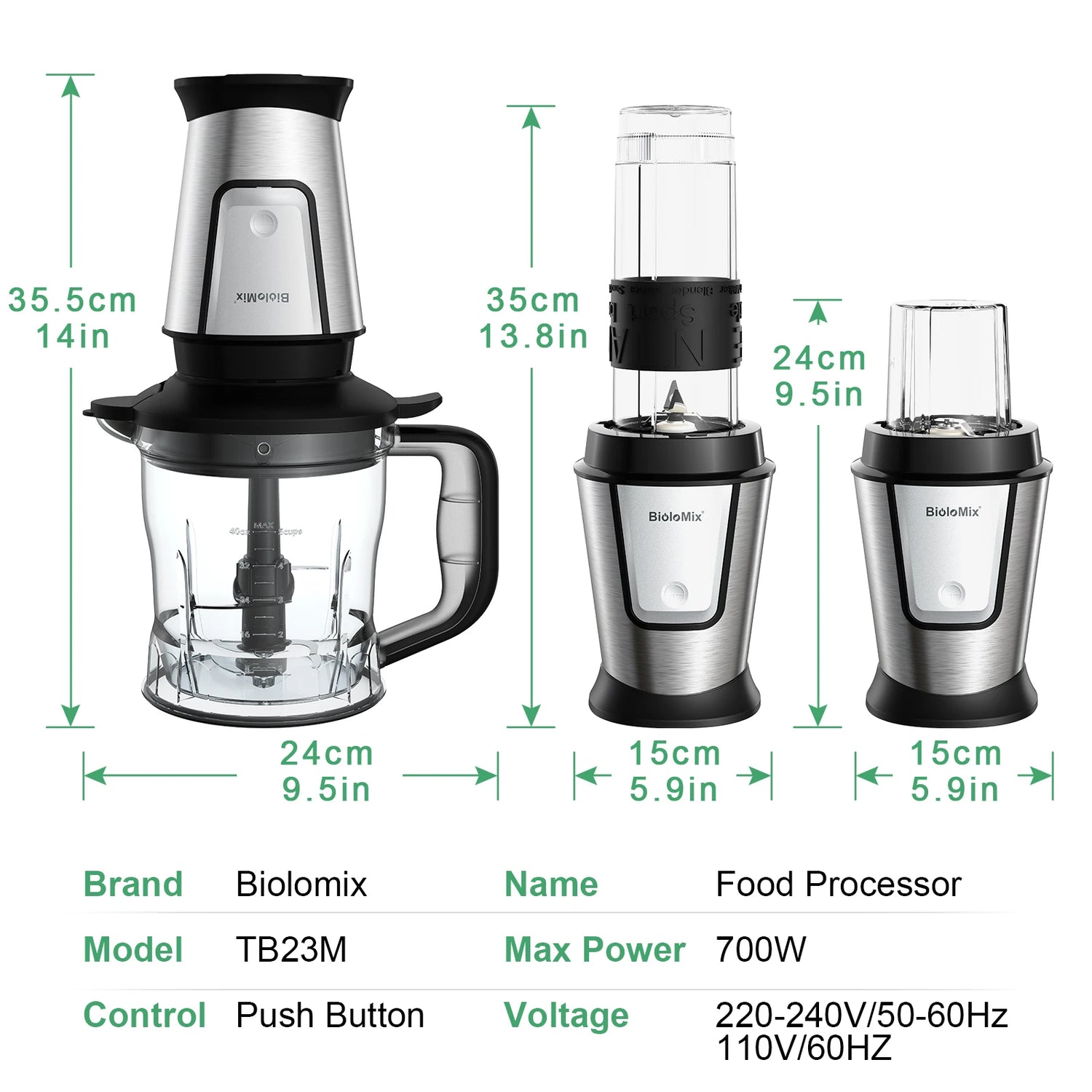 BioloMix 3-in-1 Multifunctional Food Processor 700W - ElectronAge