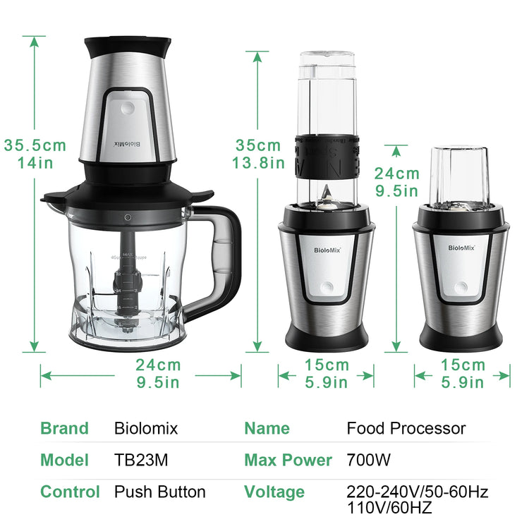 BioloMix 3-in-1 Multifunctional Food Processor 700W - ElectronAge