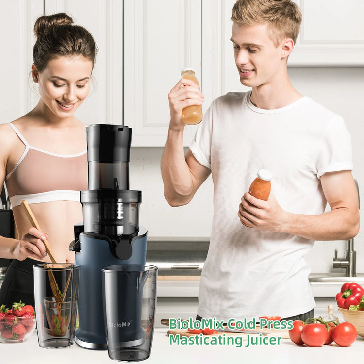 BioloMix Cold Press Juicer with 78mm Feed Chute, 200W 40-65RPM Powerful Motor Slow Masticating Juice Extractor Fits Whole Fruits - ElectronAge