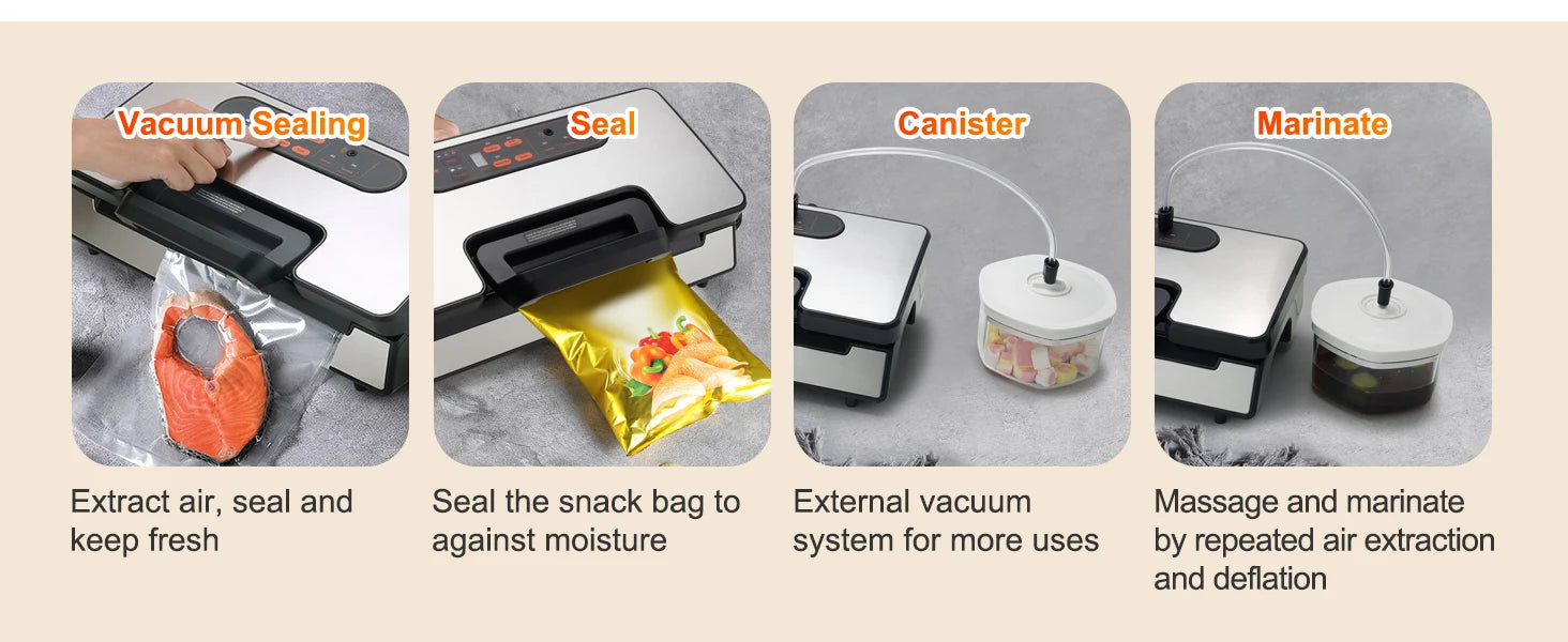 SucceBuy 90Kpa 130W Vacuum Sealer Food Packaging Machine with Free 10pcs Vacuum bags for Household Kitchen Vacuum Food Sealing - ElectronAge