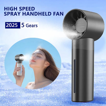 1PC Handheld Mist Spray Fan with 5 Adjustable Levels, USB Fan with Rechargeable 1200mAh, High-Speed Portable Fan.