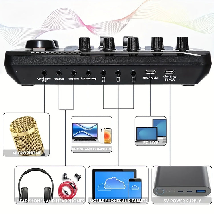 UV color stripe/dynamic microphone professional audio mixer - ElectronAge