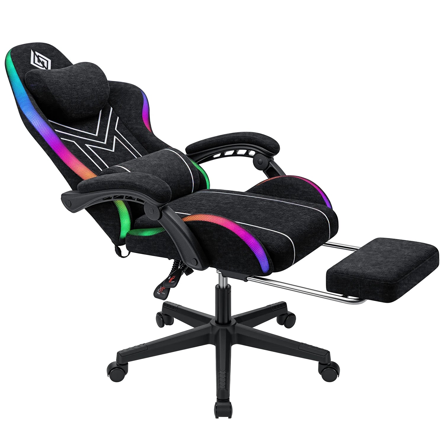 400lbs Breathable Fabric Gaming Chair w/ LED Light - ElectronAge
