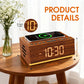 Wooden Digital Alarm Clock with Bluetooth Speaker - ElectronAge