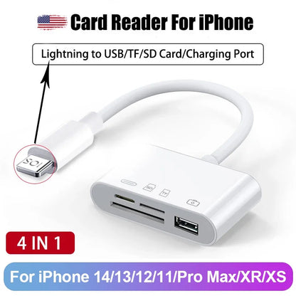 Three-wire 5-in-1 card reader, multi-function OTG converter, high-speed transmission, compatible with Iphone/Android/ipad