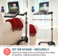 Adjustable Rolling Laptop Stand with Mouse Tray and Phone Holder
