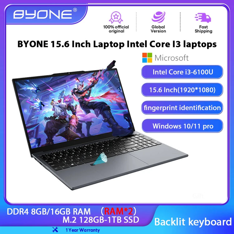 BYONE 15.6 Inch Intel Core I3 Gaming laptops - ElectronAge