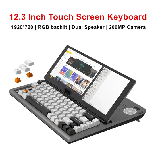 Topton 12.3 Inch Touch Screen Monitor Gaming Mechanical Keyboard Portable for Phone Tablet Mini PC Desktop Windows Mac Android