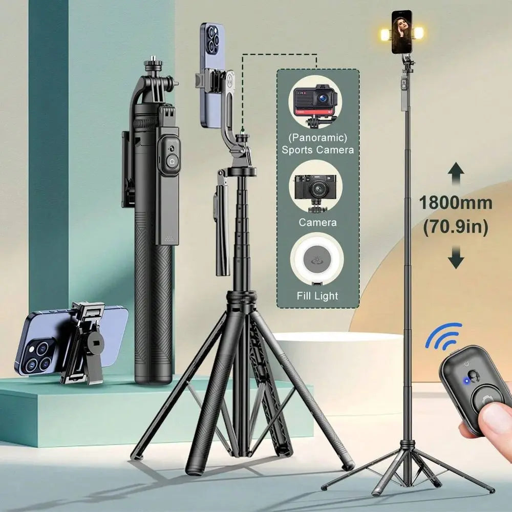 Aluminum Alloy Selfie Stick Tripod With Bluetooth Remote Control - ElectronAge
