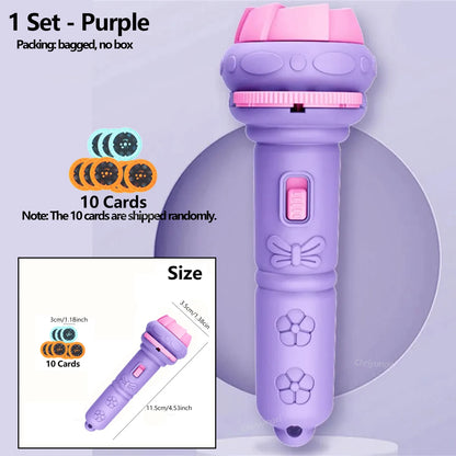 Projector Flashlight for Kids 10 Cards 80 Patterns Bedtime Toys Cartoon Light Educational Toy Gift for Toddler Boys Girls