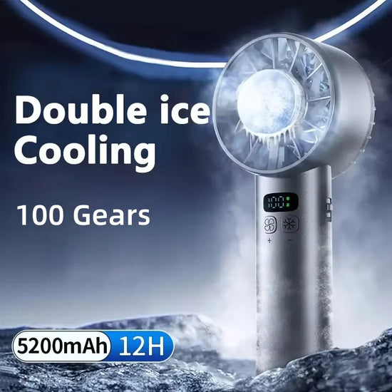 XIAOMI 5200mAh Portable Handheld Fan with Double Ice Cooling, High-Speed Rechargeable USB Fan, Foldable Design