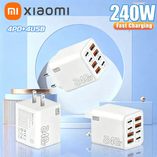 Xiaomi 240W Multi Port Charger PD Smartphone Fast Charging 4USB4 Type-C Charging Head European and American Standard Adapter