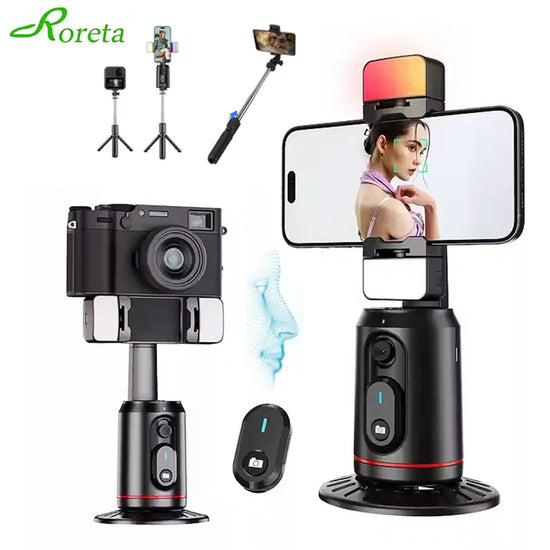 Roreta 2025 Selfie Stick Gimbal Stabilizer For Smartphone With Bluetooth Remote Intelligent AI Gesture Control Anti Shake Tripod