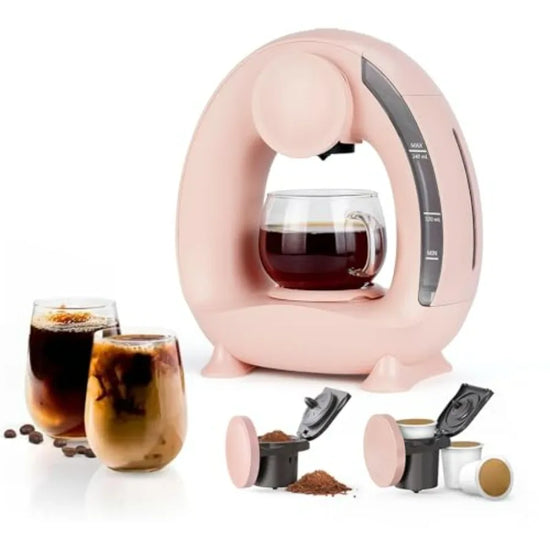 Pod and Grounds Single-Serve Coffee Maker 2 in 1 One Cup Coffee Machine Compatible with K-Cup Pod Coffee Grounds/Tea Compact De