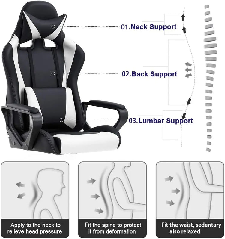 Ergonomic High-Back Gaming Chair with Lumbar Support - ElectronAge