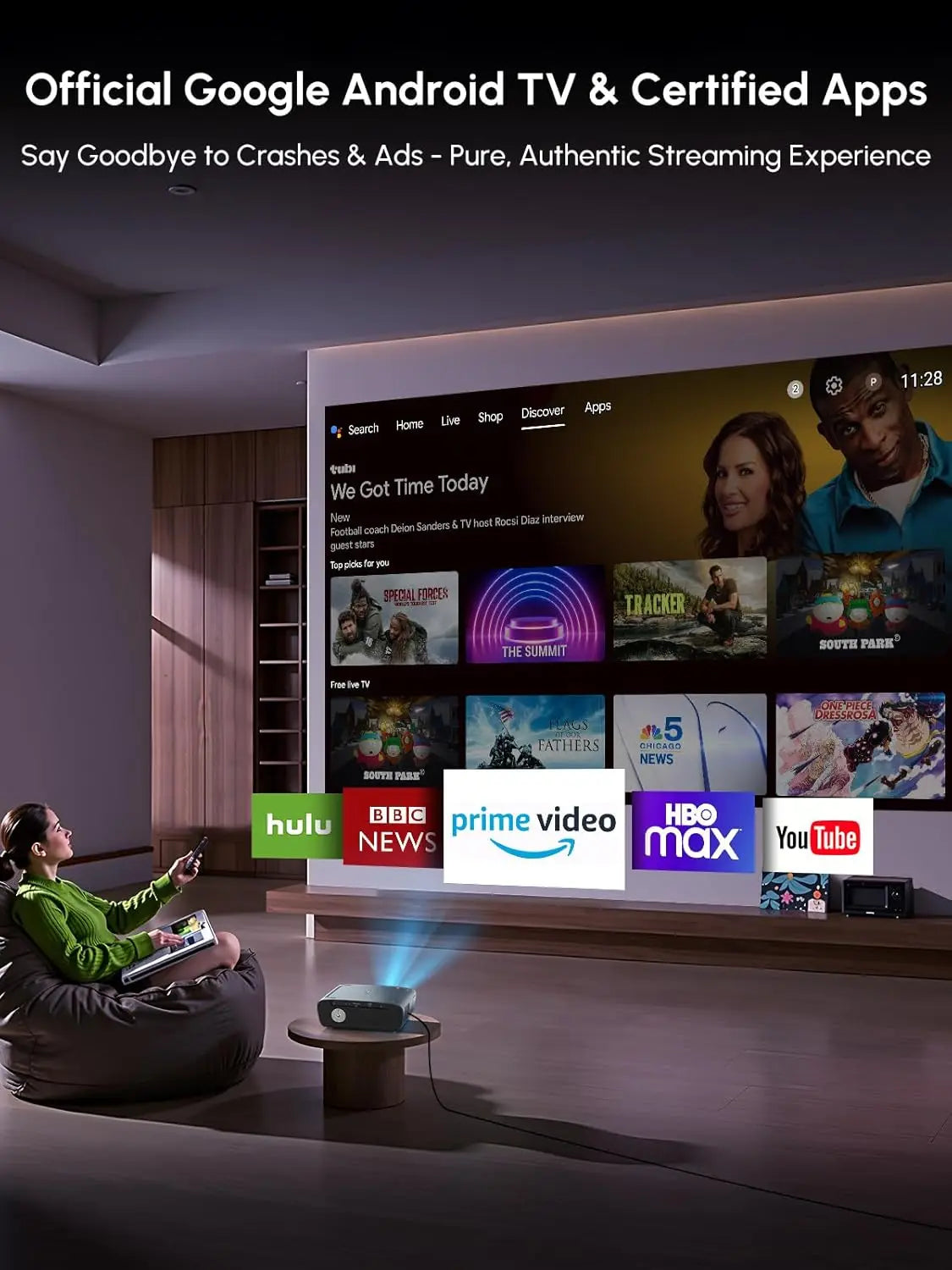 XMSJ 4K Smart Projector with HDR10 - ElectronAge
