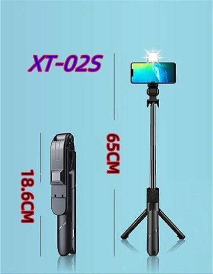 100pcs XT-02 Bluetooth Wireless Remote Selfie Stick Holder Extendable Foldable Handheld Monopod Selfie Stick with Tripod Stand