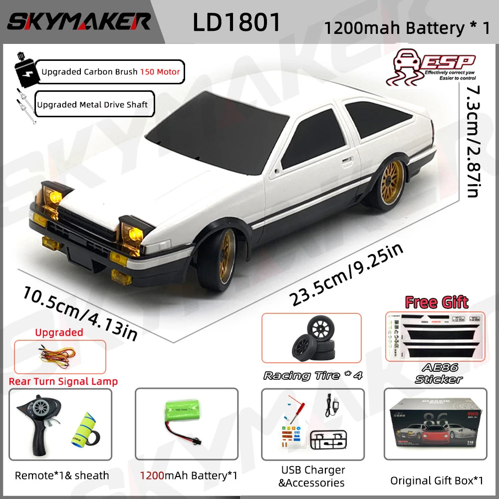 Skymaker AE86 Model LD1801 RX-7 FC LD1802 1:18 RC Drift Car - ElectronAge
