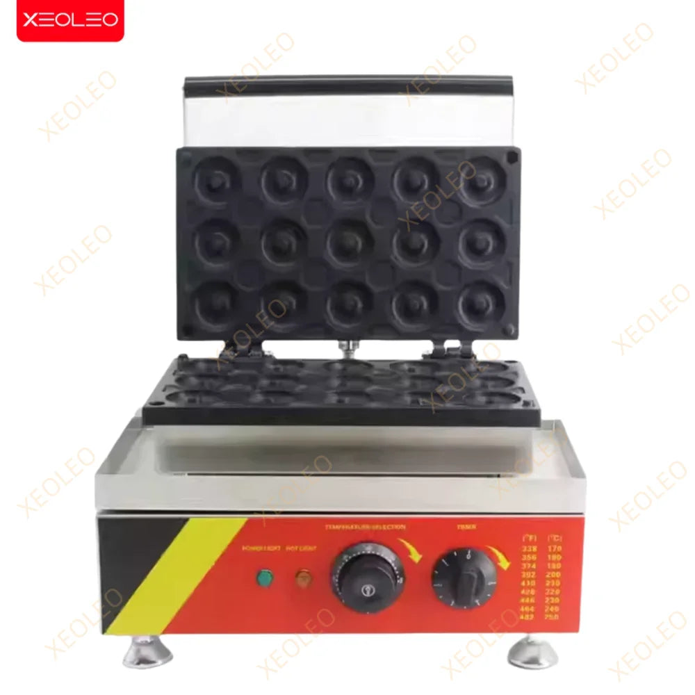 XEOLEO Electric Donut Maker 1500W/15PCS Kitchen Waffle Doughnut Machine With Non-stick Home Donut Baking And Dessert Makers - ElectronAge