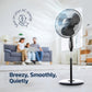 16 Inch Oscillating Pedestal Fan with Remote Control, 3 Speeds, Adjustable Height - Quiet Standing Fan for Office & Living Room