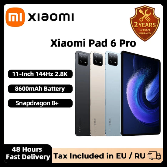 Xiaomi Tablet Pad 6 PRO Tablet Global Rom Snapdragon 8+ 11-inch Android 13 MIUI Pad 14 144Hz 2.8K 8600mAh TabletUI 14 2023
