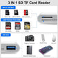 5-in-1 USB 3.0 Type-C SD TF CF Card Reader for iPhone 14 15 16 iPad MacBook Android Huawei Laptop OTG Adapter No APP Requires